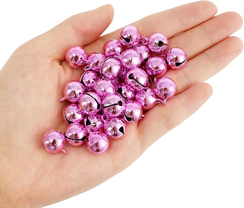 LIGHOON 1/2 Inch Jingle Bells Small Bell Mini Bells, Tiny Crafts Bells, DIY for Christmas Home Making Ornaments Wreath Pet Decorations Bracelet Anklets Necklace Knitting Jewelry Making 120 Pcs, Pink - Image 3